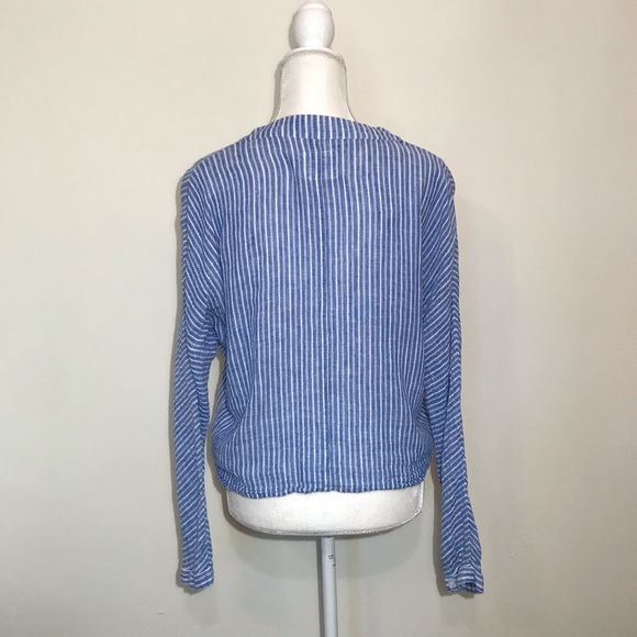 Rails Sloane Azure Stripe Button Down Tie Front Light Blue White Large - Picture 11 of 16